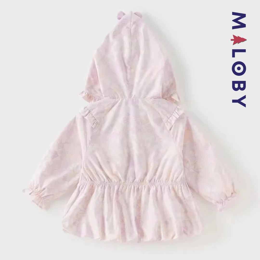 Veste mi-saison imprimé floral enfant fille- Rose