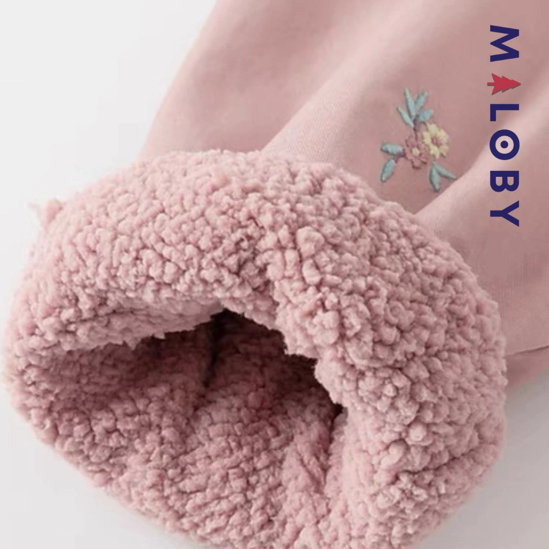Parka à capuche brodée enfant fille- Rose