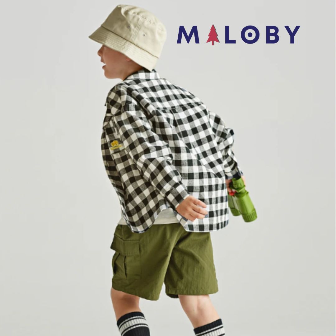 Chemise vichy Garçon- carreaux noir -robes et ensembles pour filles, bébés et garcons - MALOBY