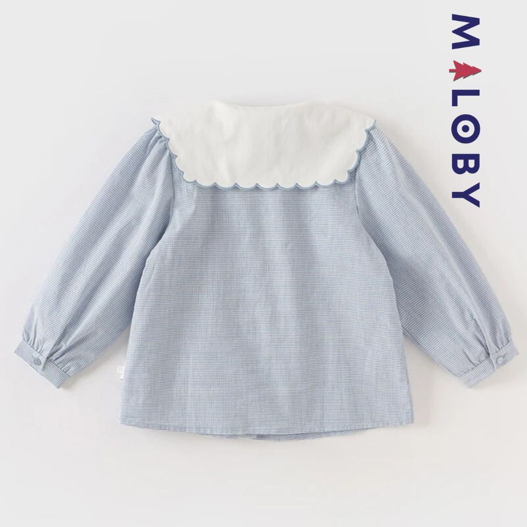 Chemise enfant fille à carreaux- Blanc/Bleu -robes et ensembles pour filles, bébés et garcons - MALOBY