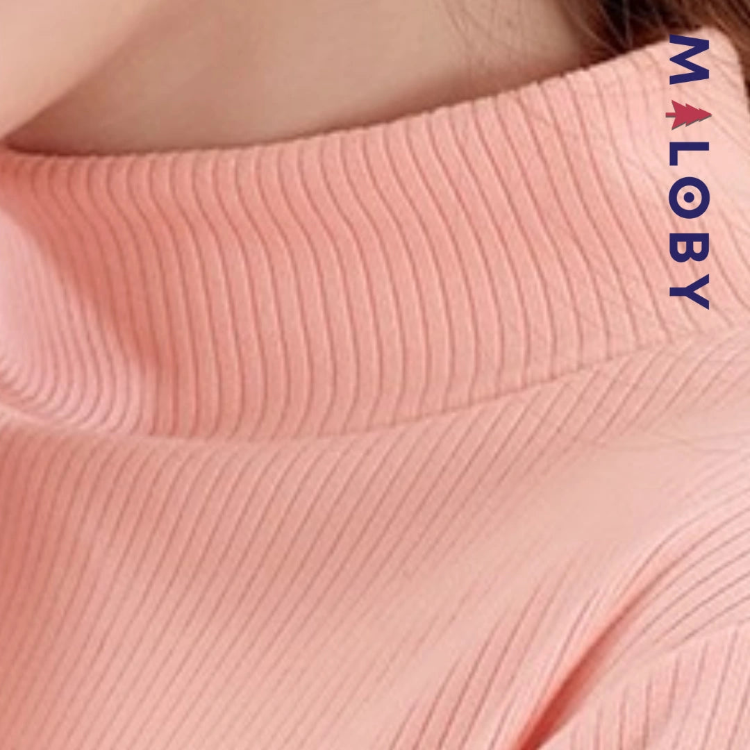 Pull uni manches longues enfant fille - Rose