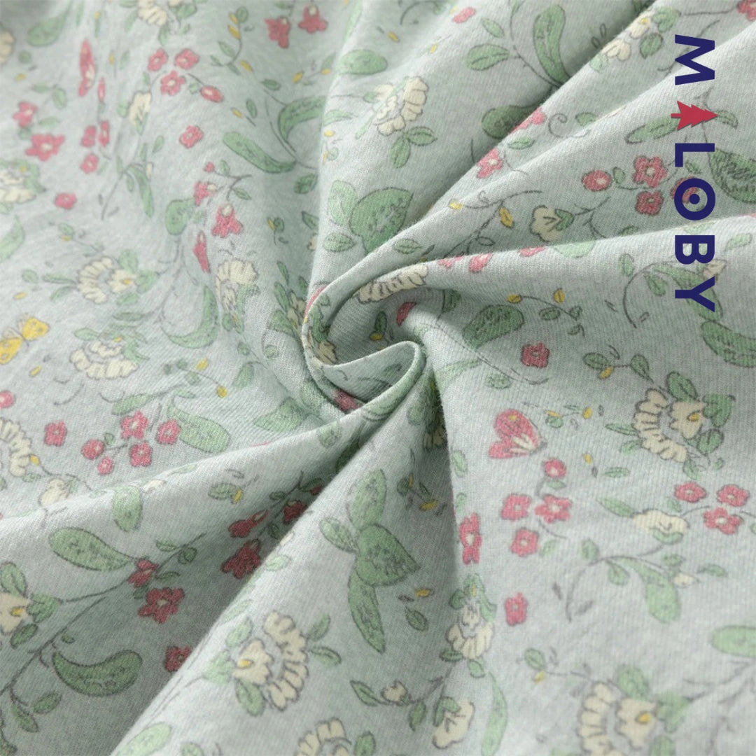 Robe à smocks fleurie manches longues enfant fille- vert imprimé