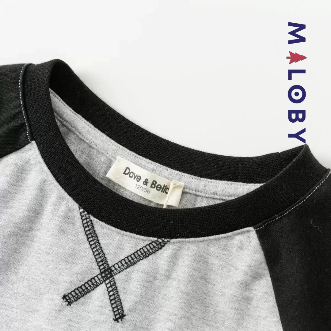 T-shirt motif graphique enfant garçon manches raglan - gris -robes et ensembles pour filles, bébés et garcons - MALOBY