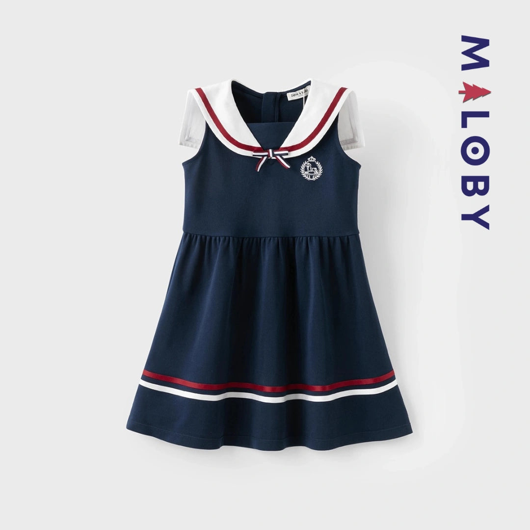 Robe style marin enfant fille -marine