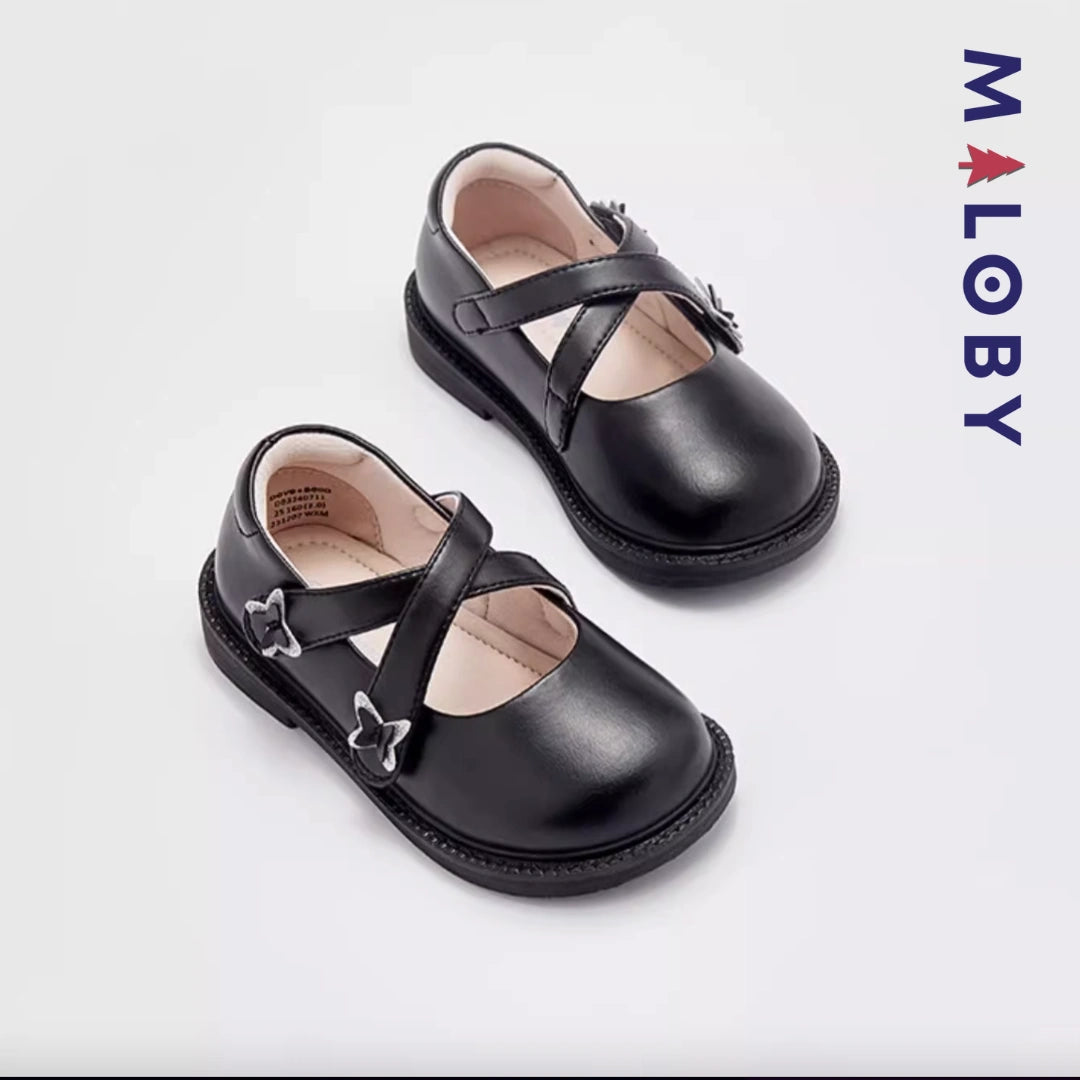 Ballerines double bride enfant fille - Noir -robes et ensembles pour filles, bébés et garcons - MALOBY