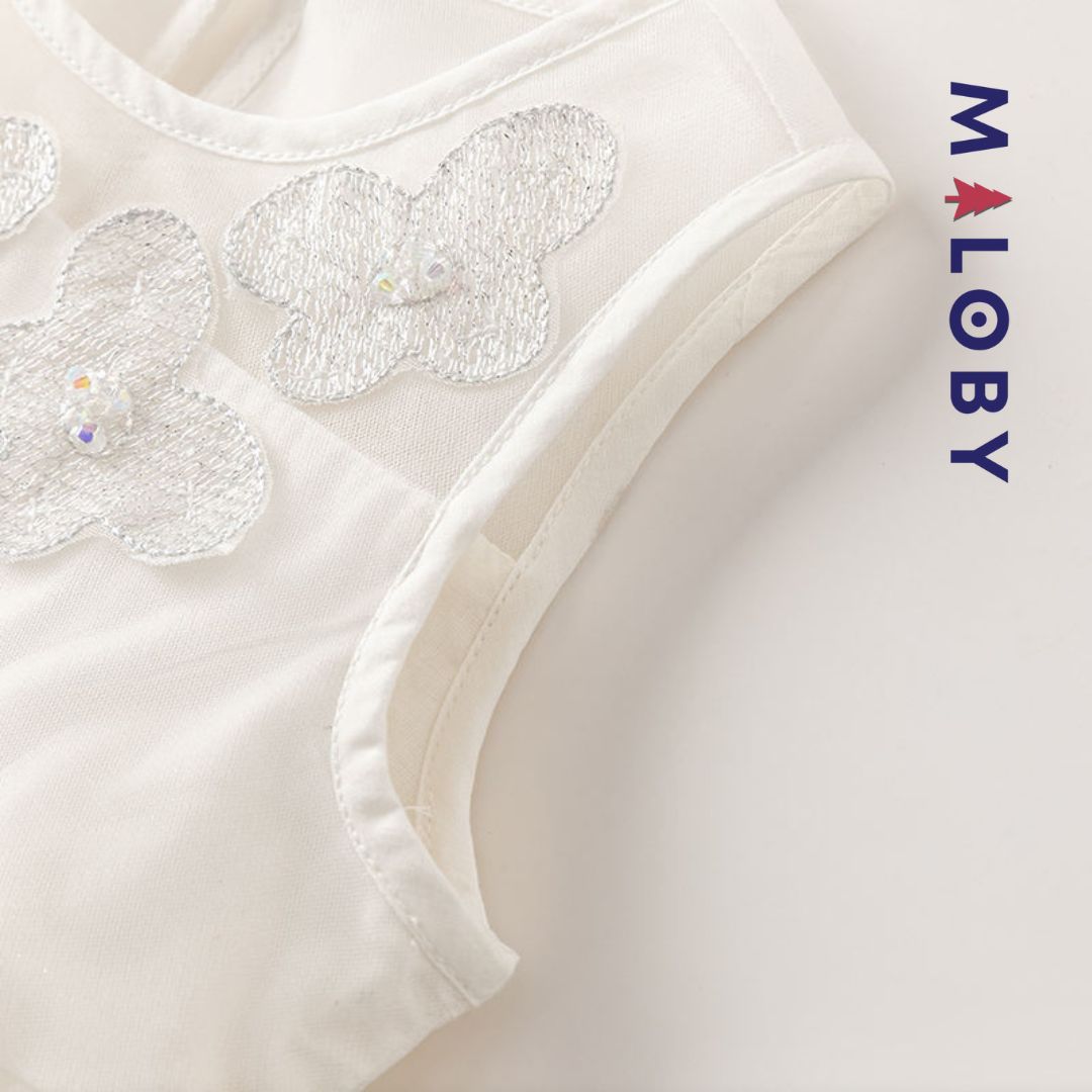 Ensemble Robe cérémonie à volants+ bandeau -Blanc -robes et ensembles pour filles, bébés et garcons - MALOBY