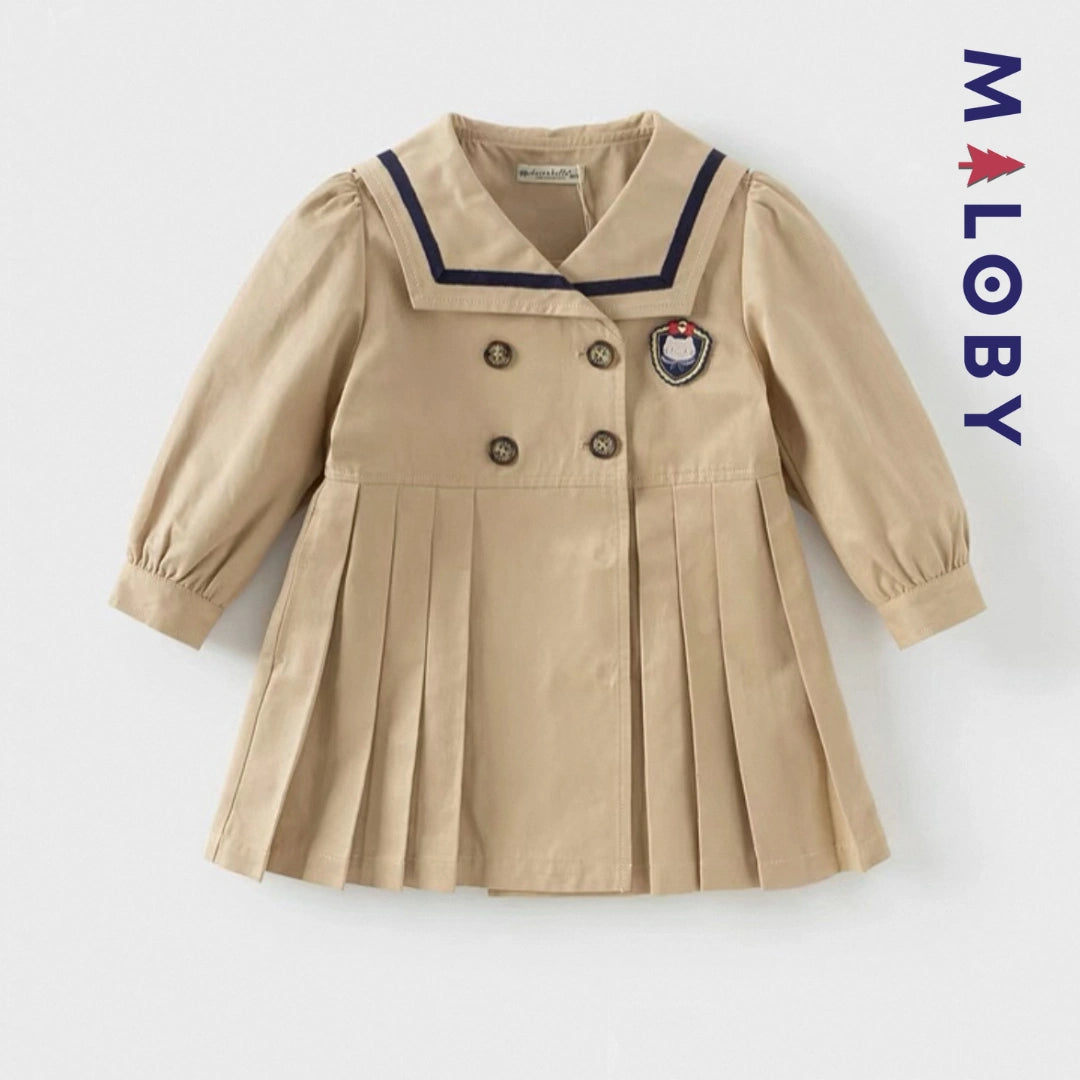 Trench col marin enfant fille - Beige