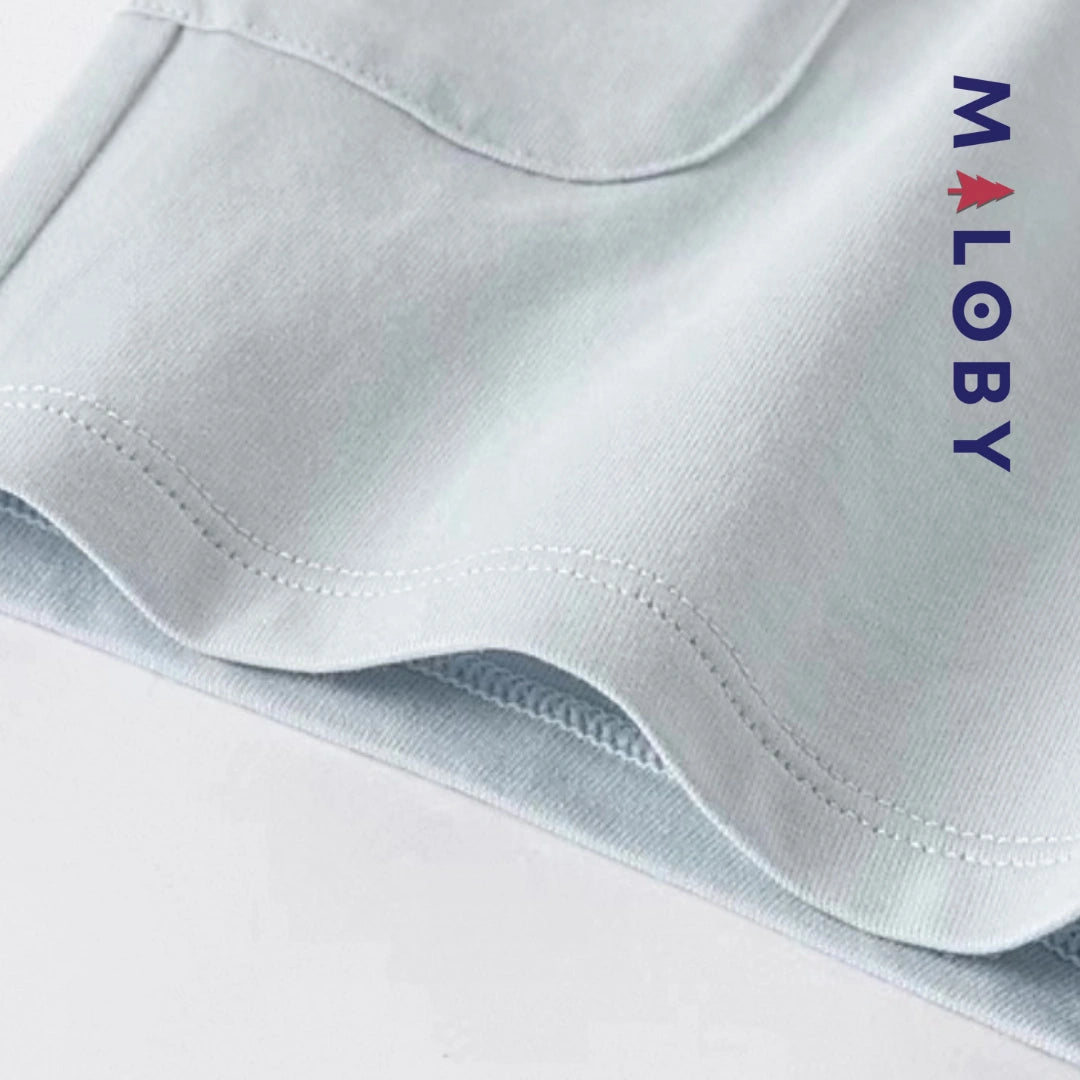 Ensemble Polo Rayé & Short enfant garçon- Bleu Pâle