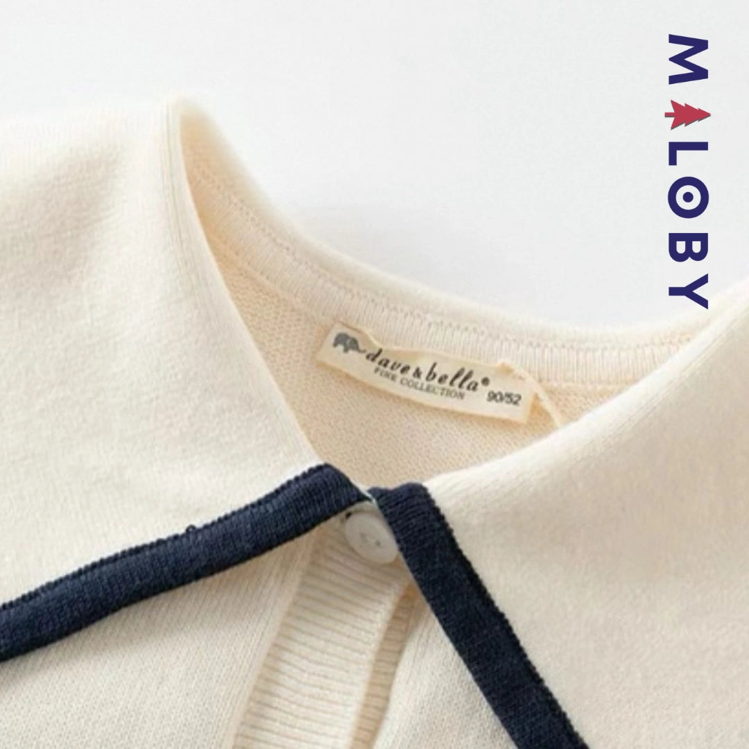 Cardigan rayé enfant fille- Beige