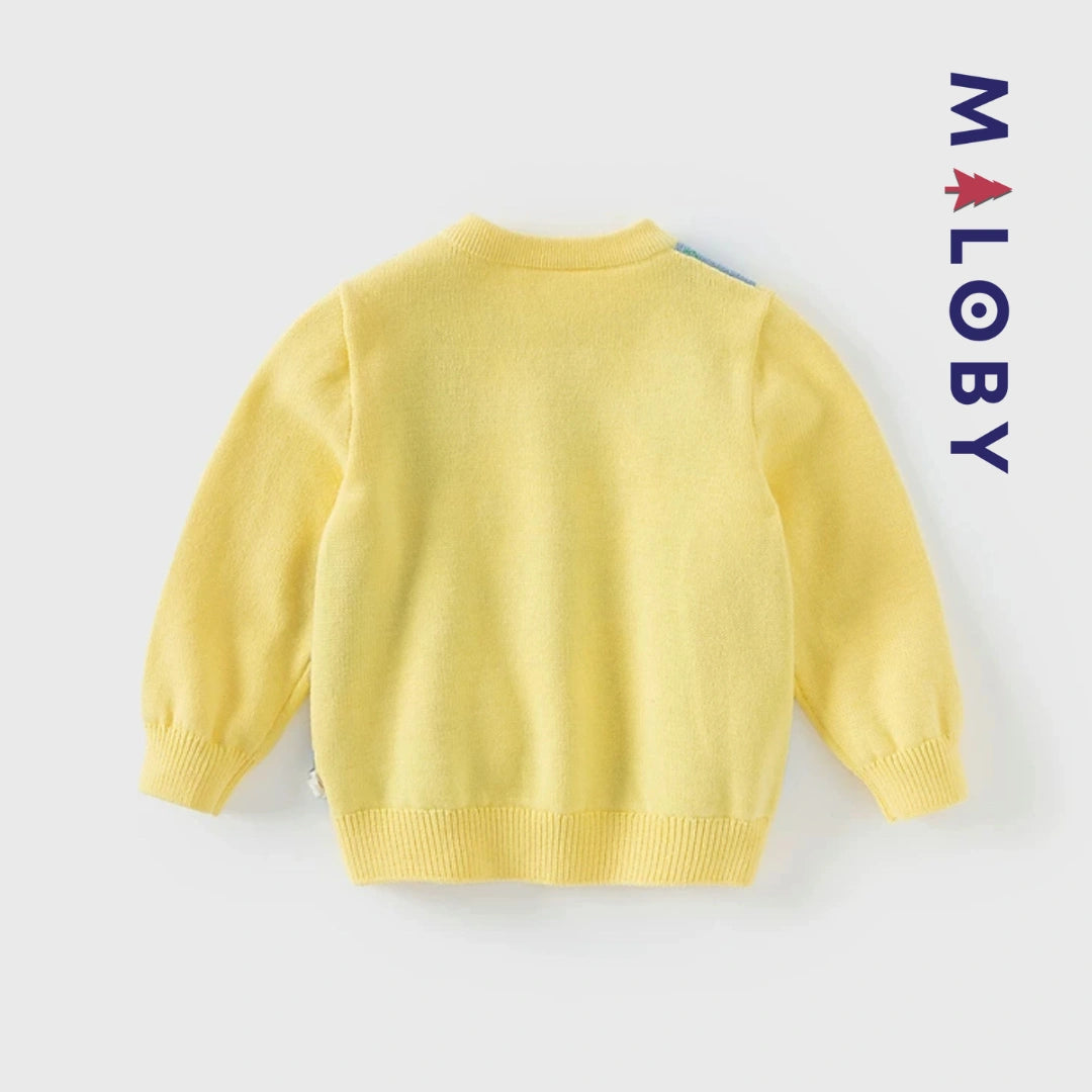Pull Jacquard col rond enfant Garçon - jaune -robes et ensembles pour filles, bébés et garcons - MALOBY