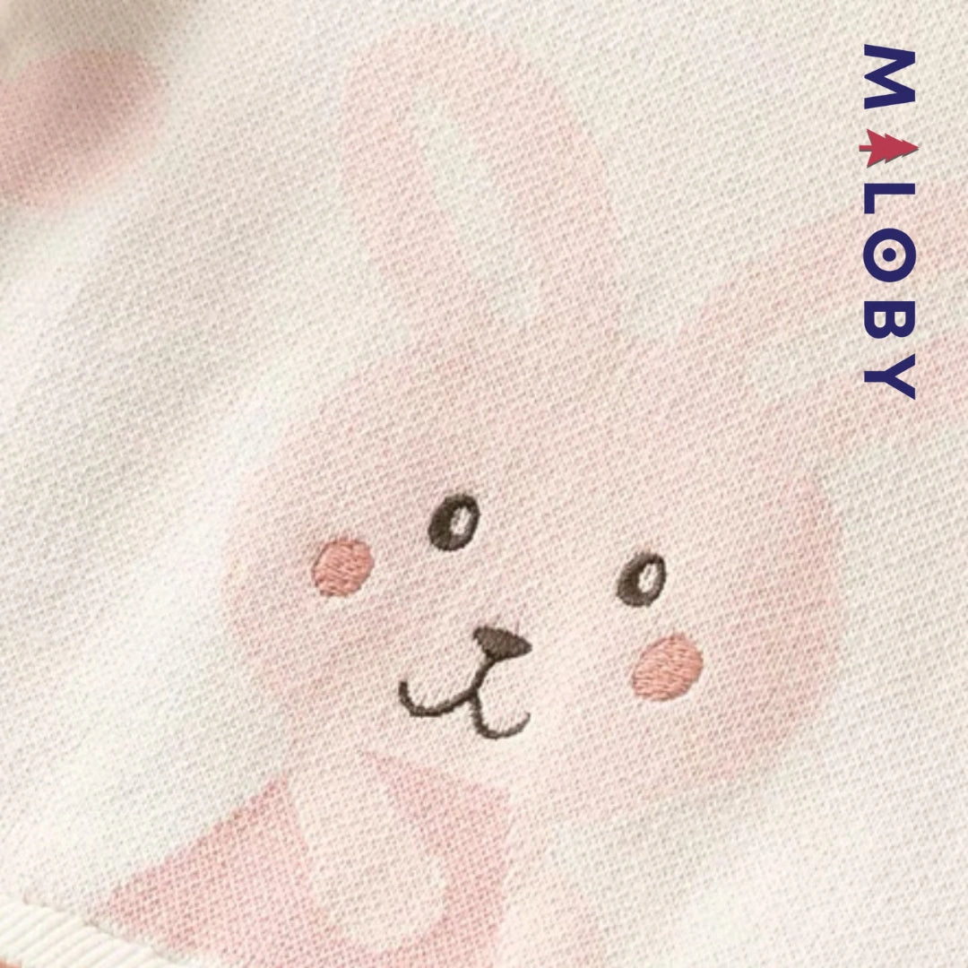 Robe bi-matière motif lapin enfant fille- rose