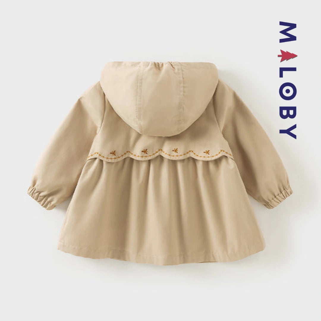 Trench à capuche doublure imprimé -couleur beige -robes et ensembles pour filles, bébés et garcons - MALOBY