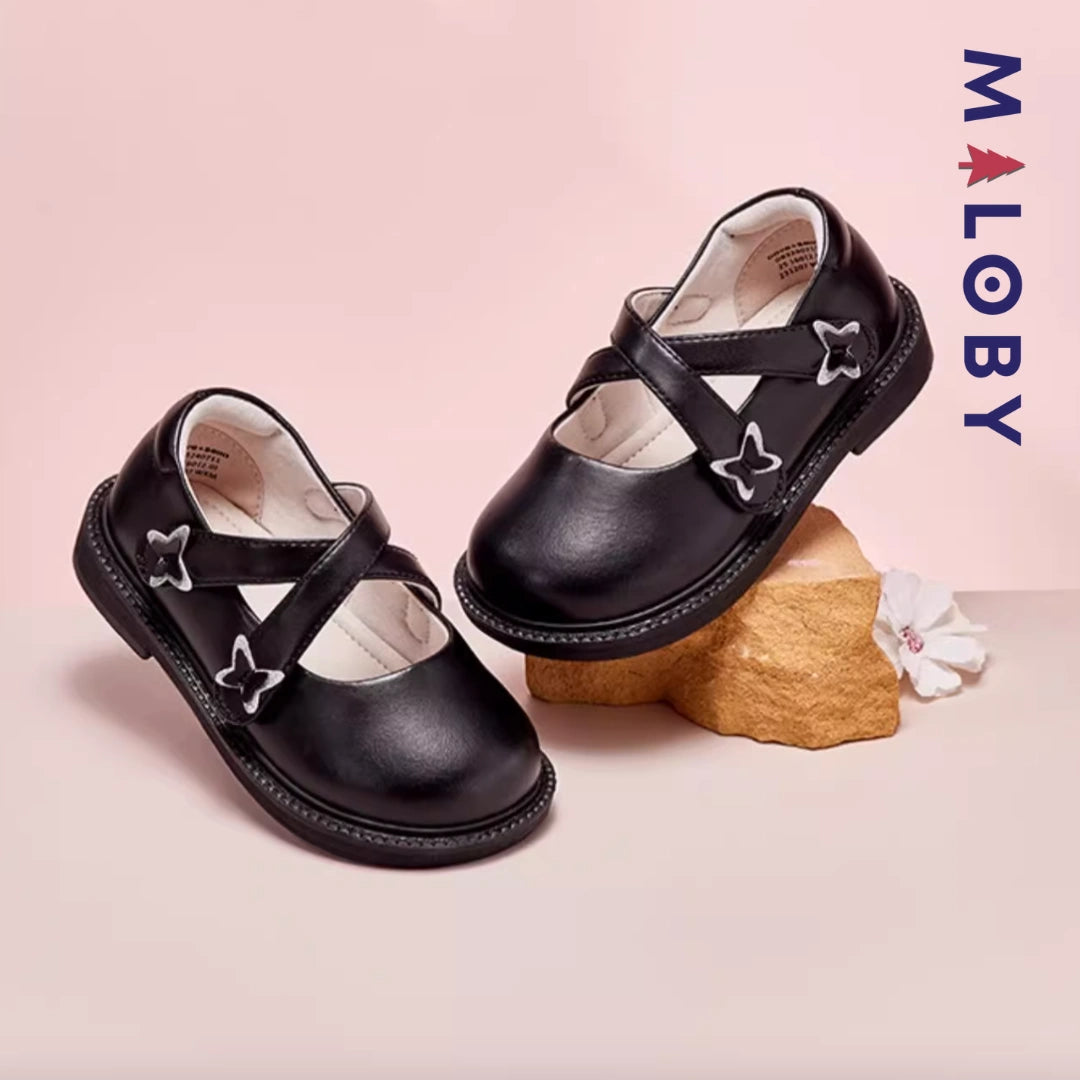 Ballerines double bride enfant fille - Noir -robes et ensembles pour filles, bébés et garcons - MALOBY
