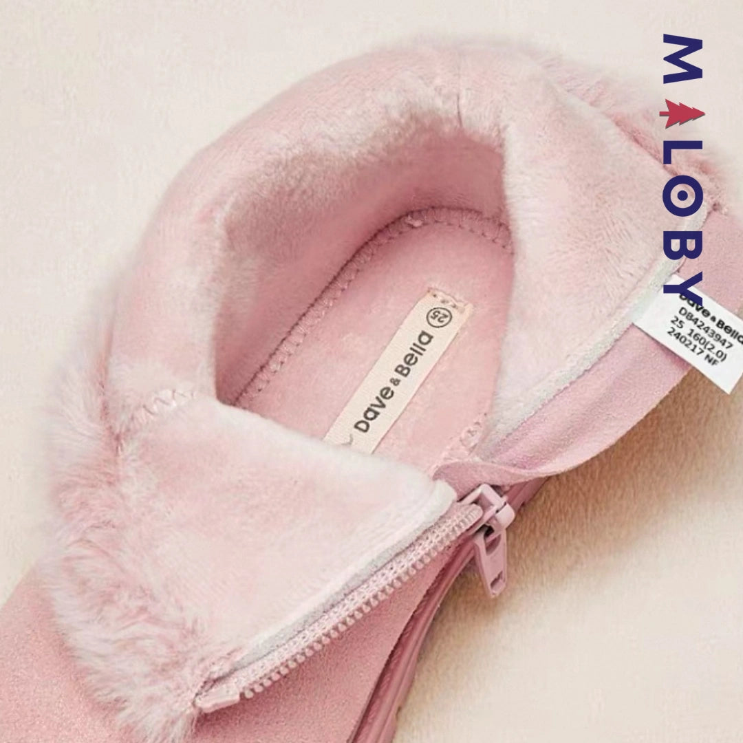 Bottines fourrées peluche enfant fille - Rose