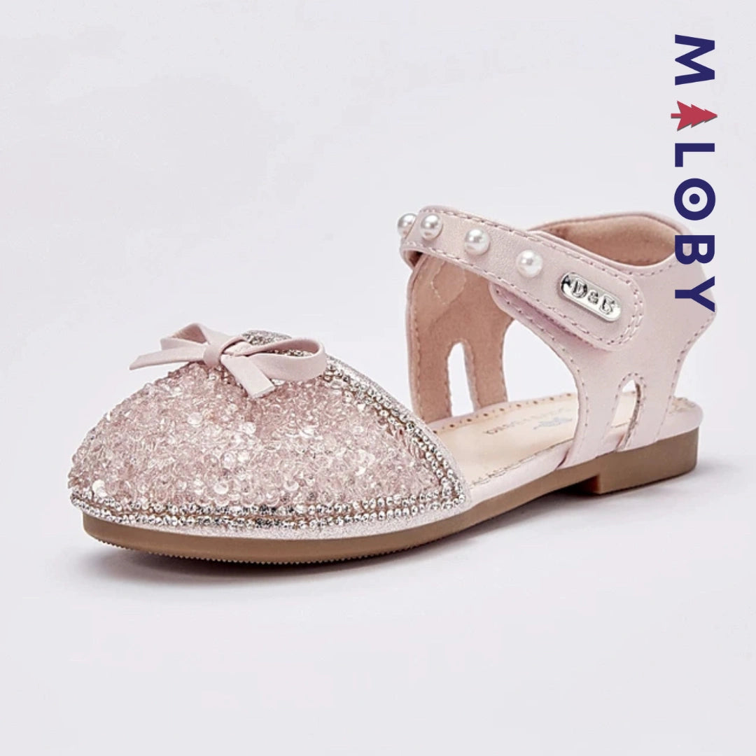Sandales cérémonie fermées enfant fille - rose perlé
