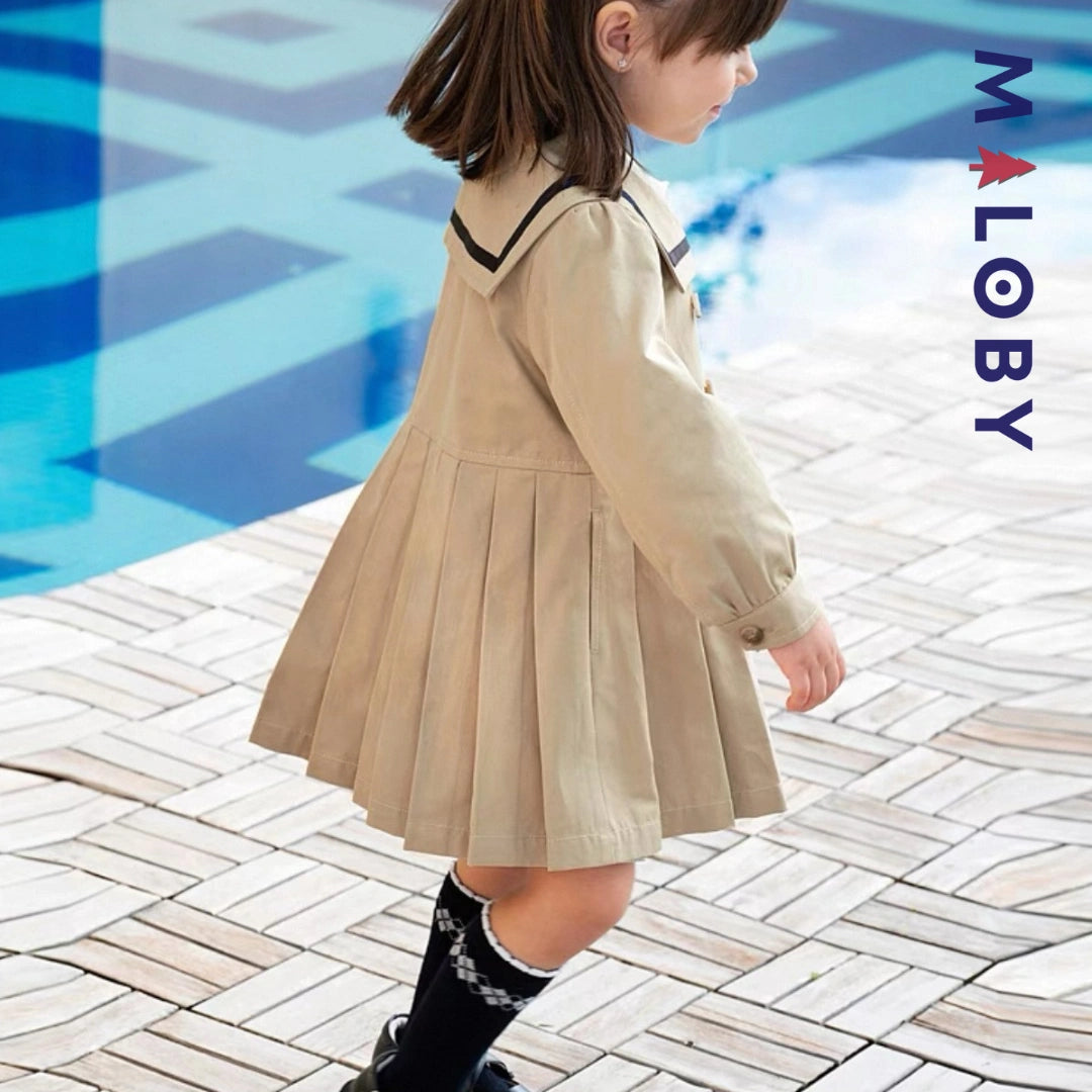Trench col marin enfant fille - Beige
