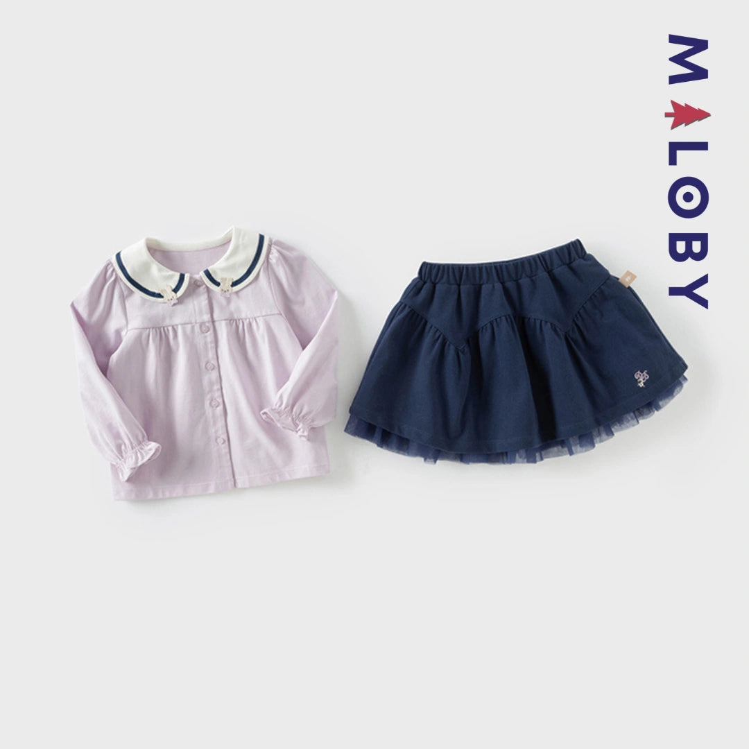 Ensemble Habillé Jupon + chemise enfant fille - violet/bleu -robes et ensembles pour filles, bébés et garcons - MALOBY