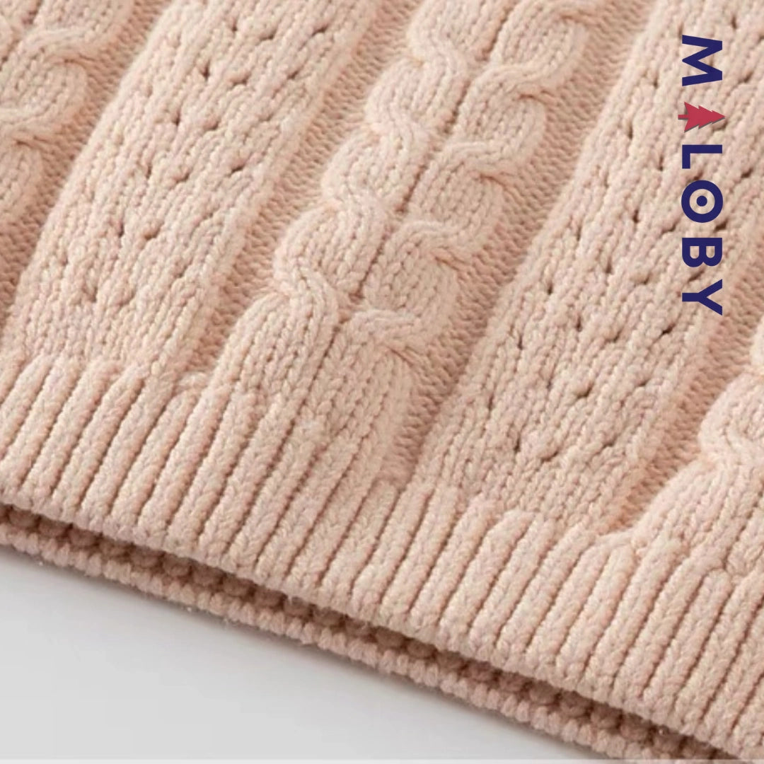 Pull en maille à torsades enfant fille- rose