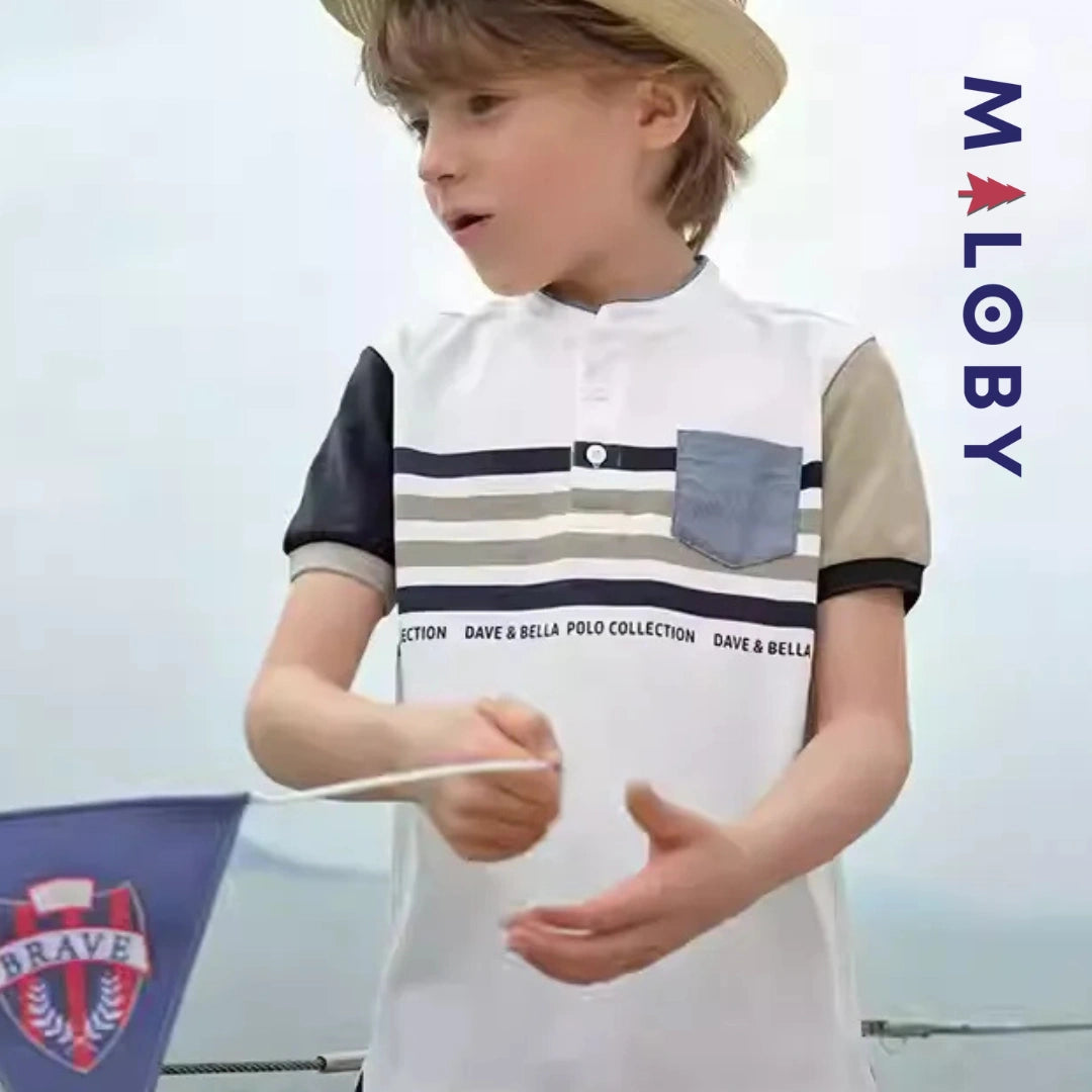 Polo col Mao enfants garçon - Blanc