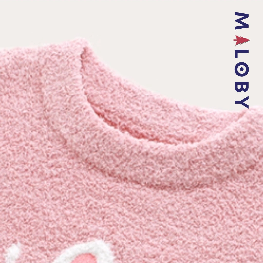 Pyjama 2 pièces en polaire enfant fille - Rose