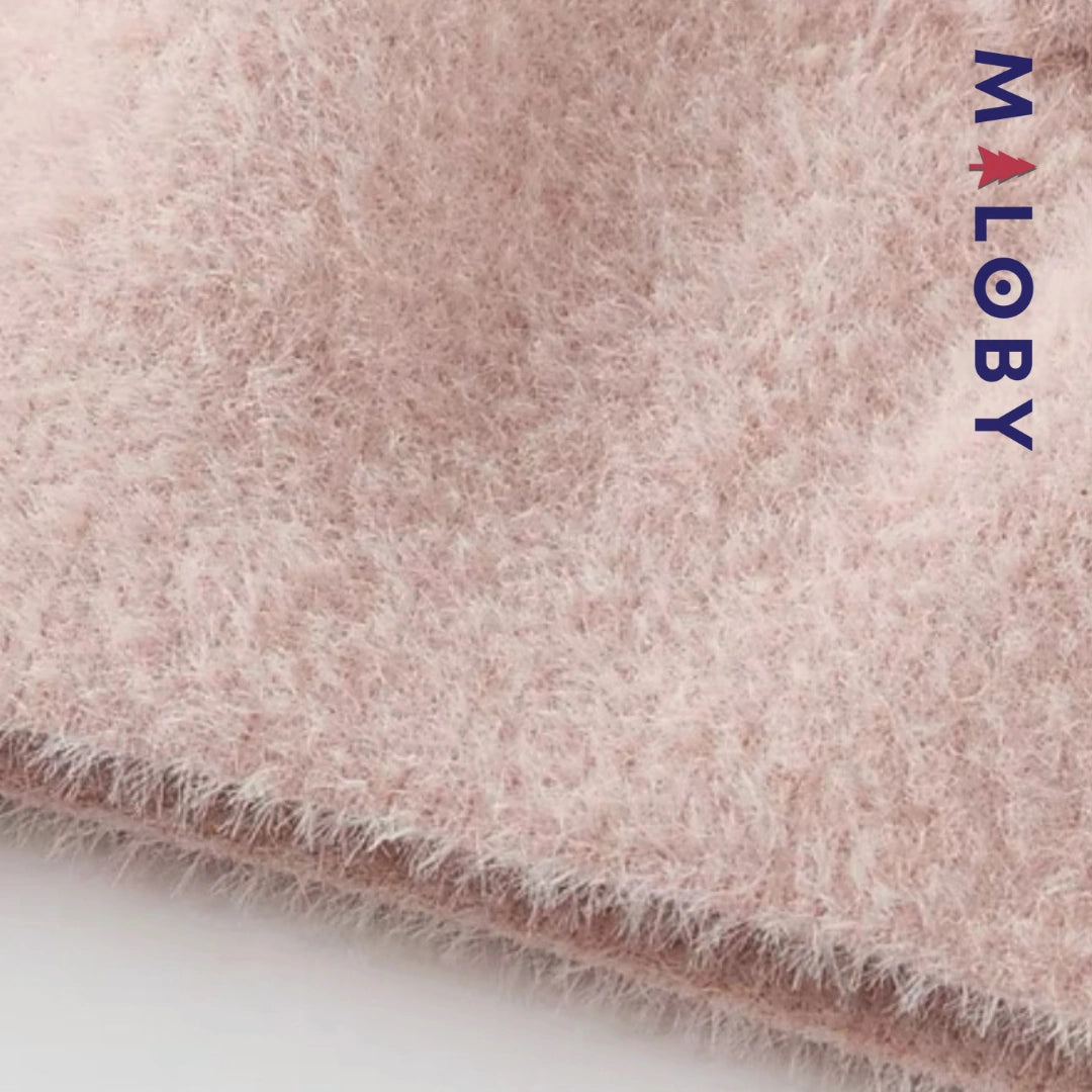 Pull en maille avec cœur en relief enfant fille- Rose