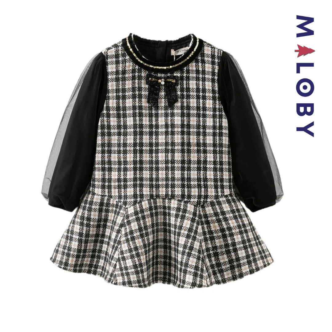 Robe cérémonie bi-matière enfant fille - noir