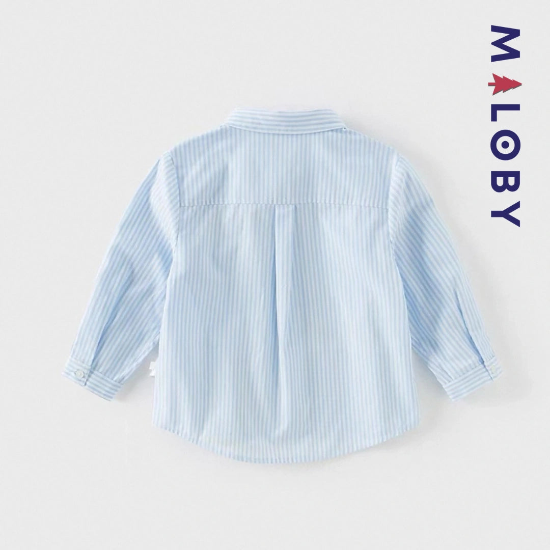Chemise rayée manches longues enfant garçon- bleu ciel