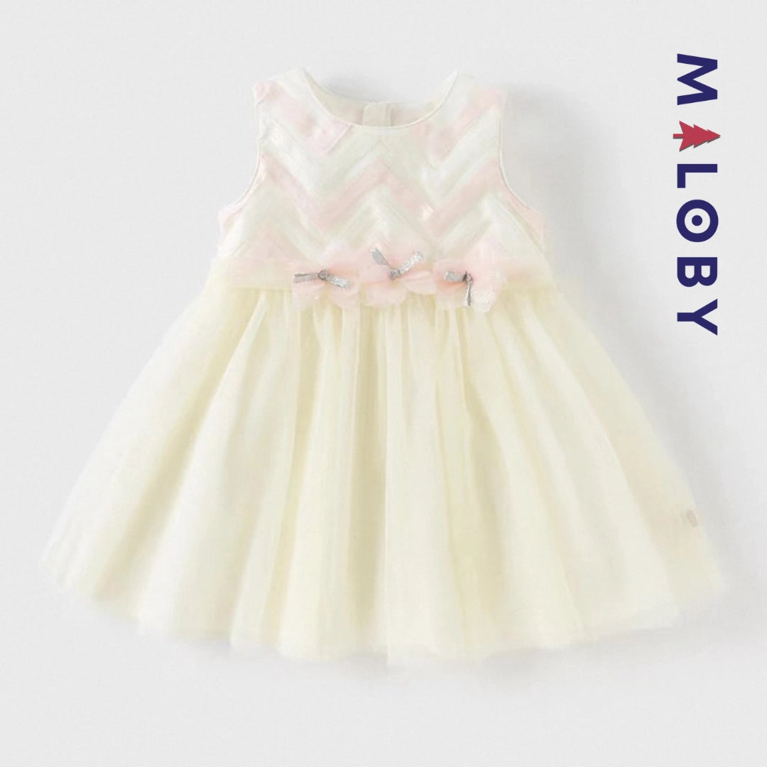 Robe de cérémonie florale enfant fille -Beige