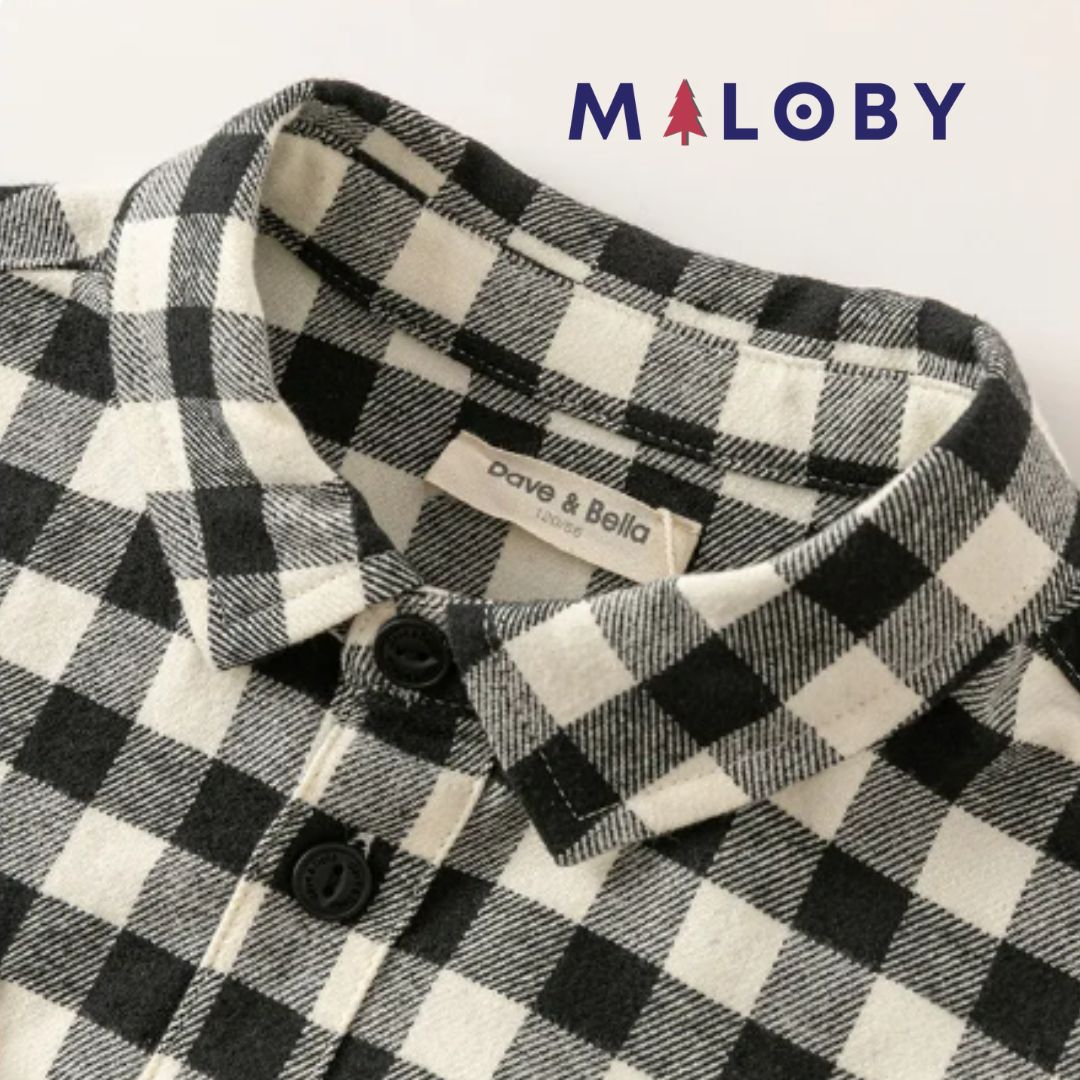 Chemise vichy Garçon- carreaux noir -robes et ensembles pour filles, bébés et garcons - MALOBY
