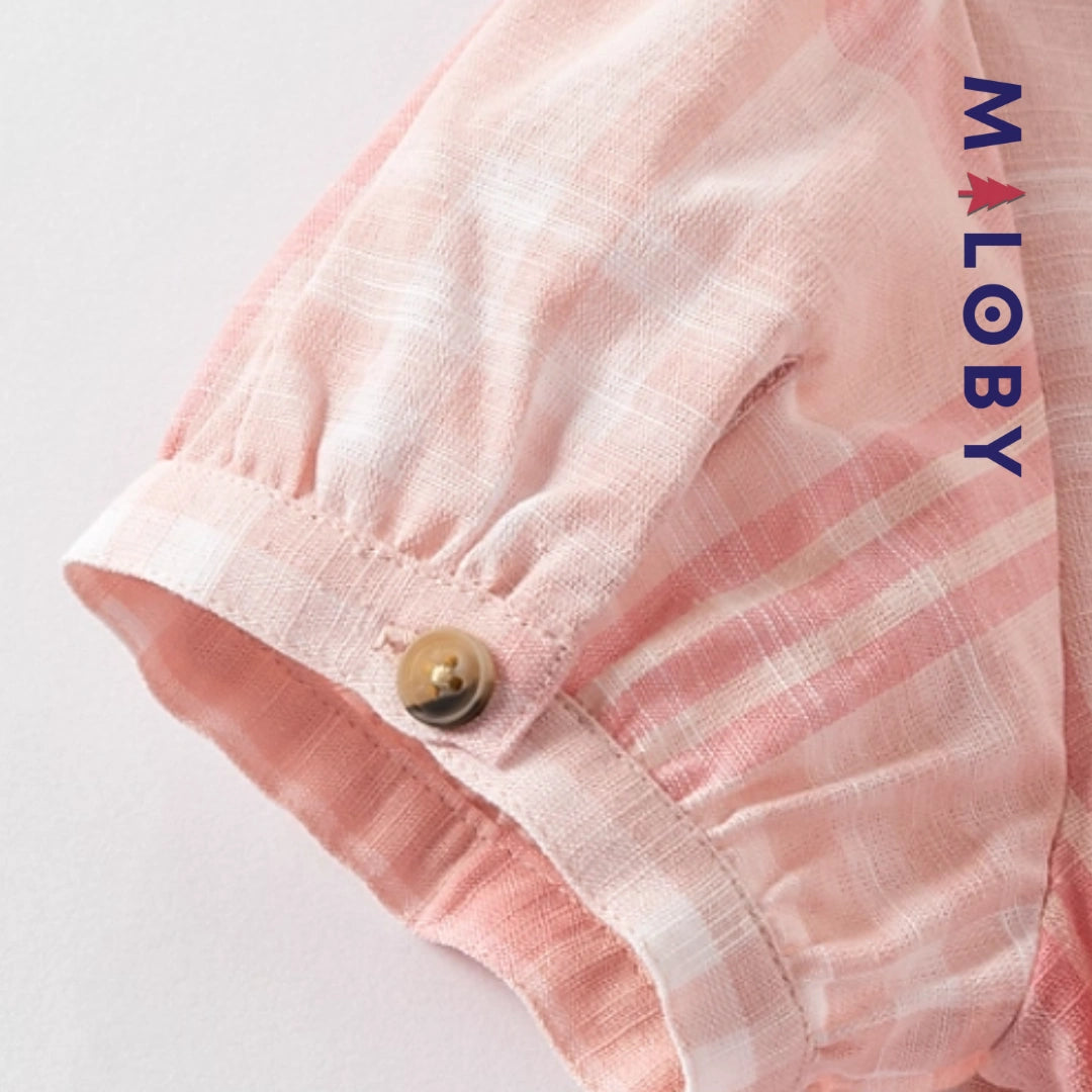 Robe d'Été badge brodé enfant fille - imprimé carreaux