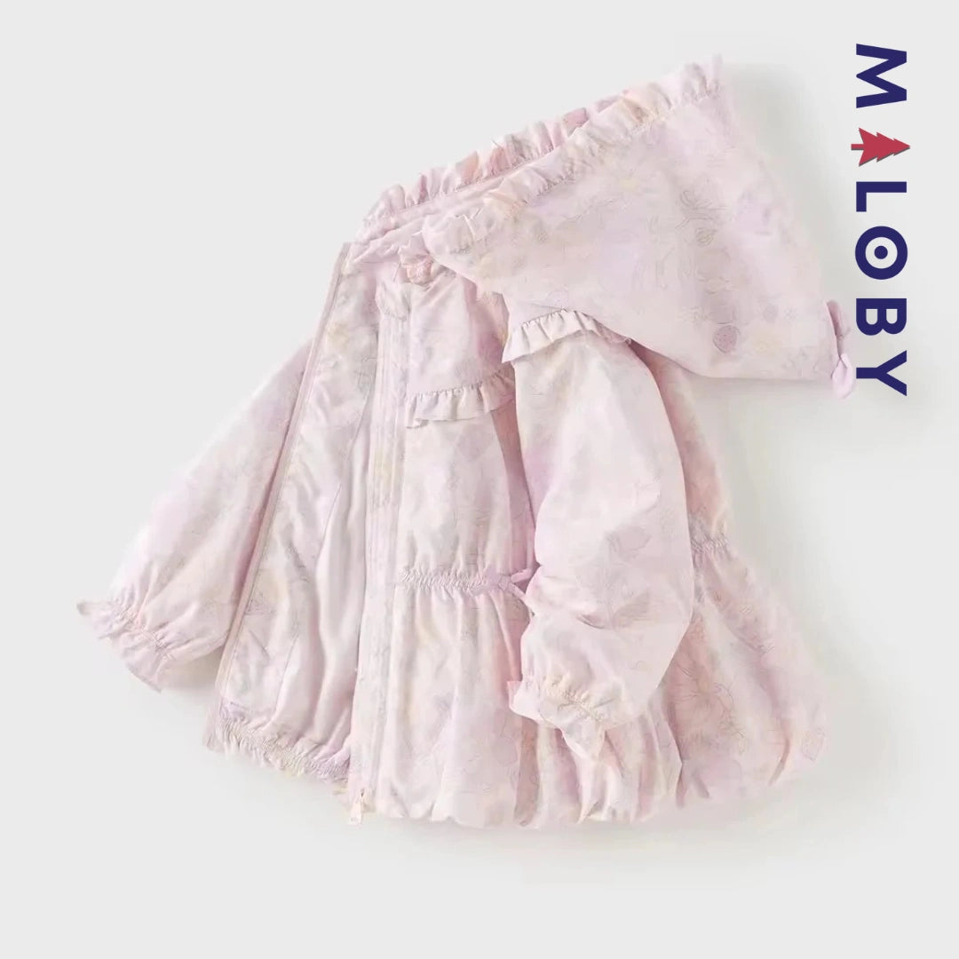 Veste mi-saison imprimé floral enfant fille- Rose
