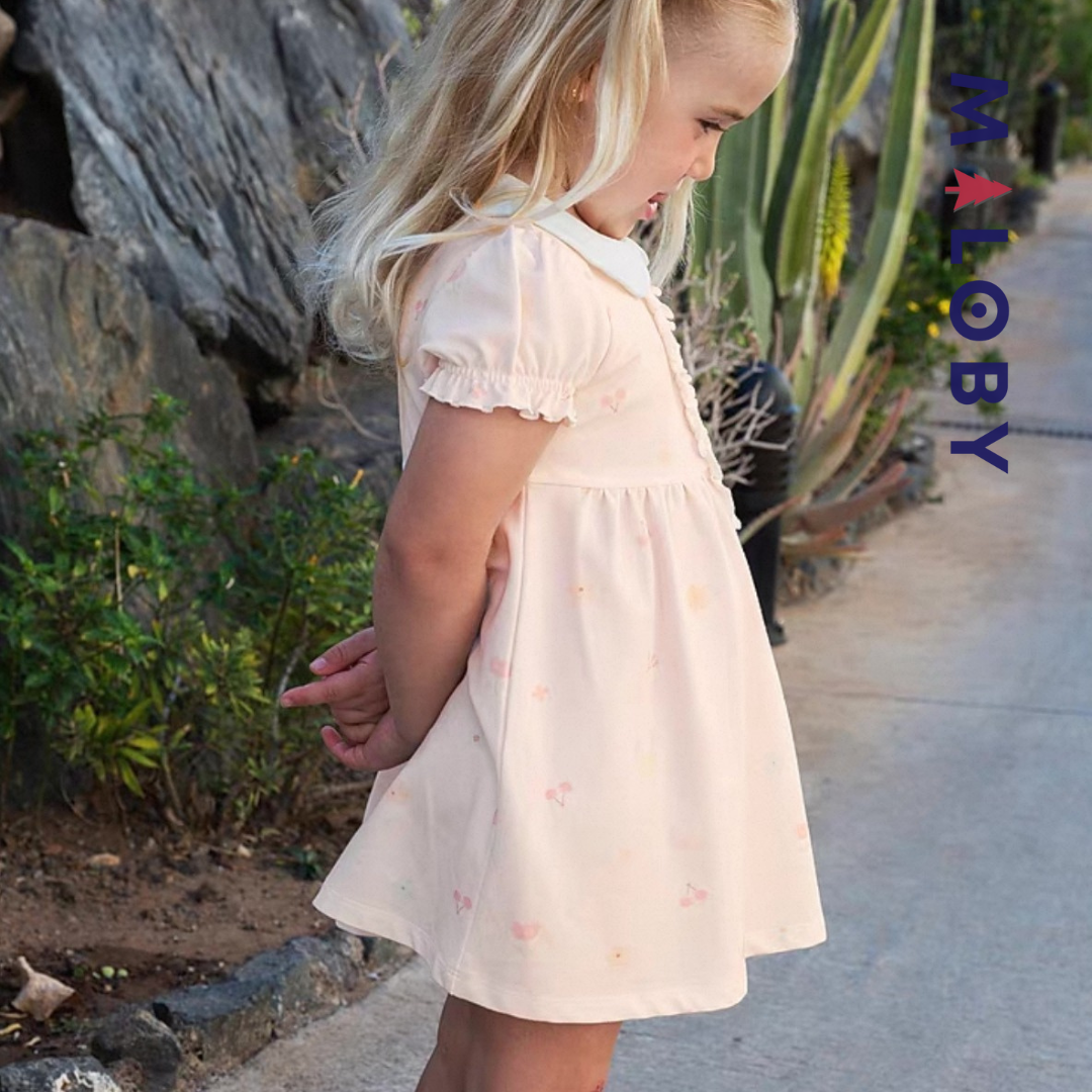 Robe d'été encolure volontée enfant fille- rose imprimé