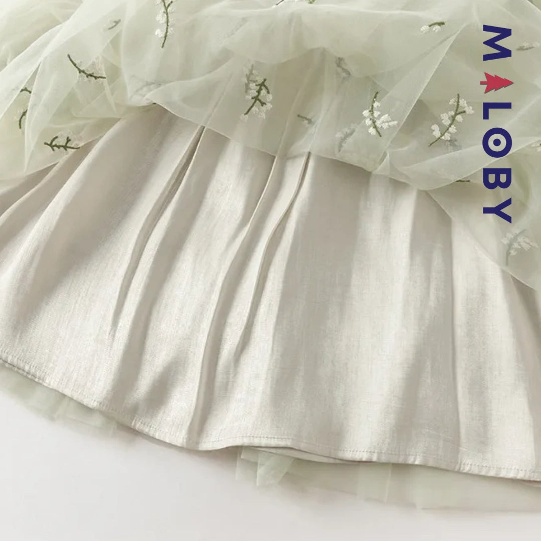 Robe de cérémonie à smocks enfant fille - vert