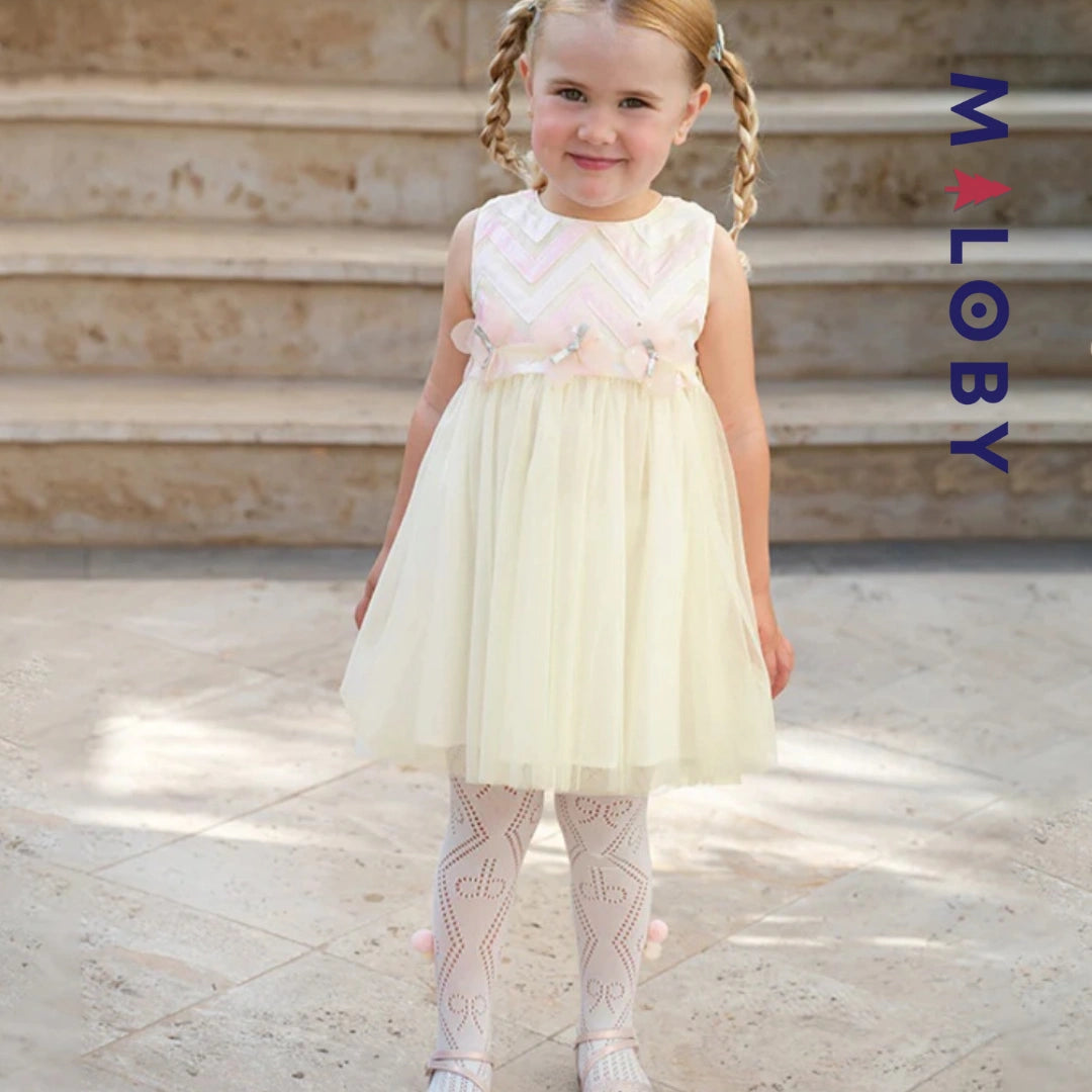 Robe de cérémonie florale enfant fille -Beige