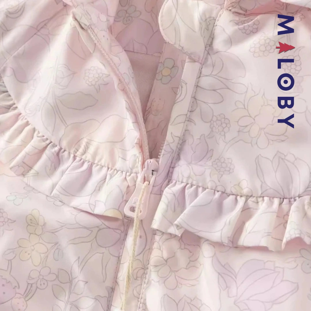 Veste mi-saison imprimé floral enfant fille- Rose