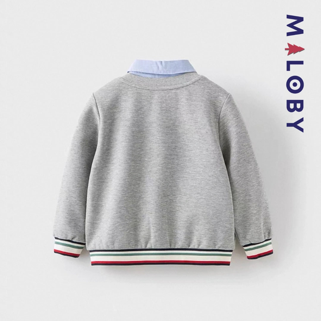 Cardigan chemise intégrée avec patch enfant garçon - gris