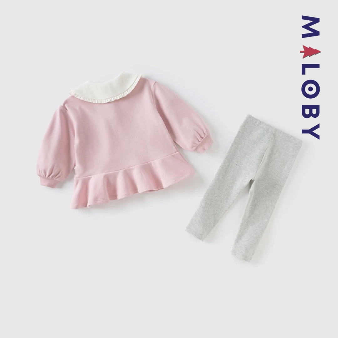 Ensemble 2 pièces blouse + Legging enfant fille- Rose