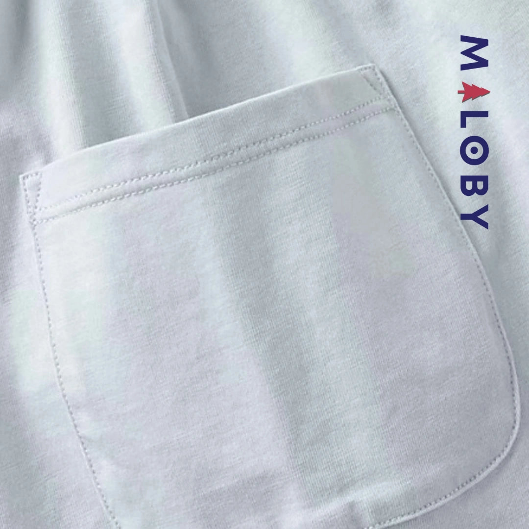 Ensemble Polo Rayé & Short enfant garçon- Bleu Pâle