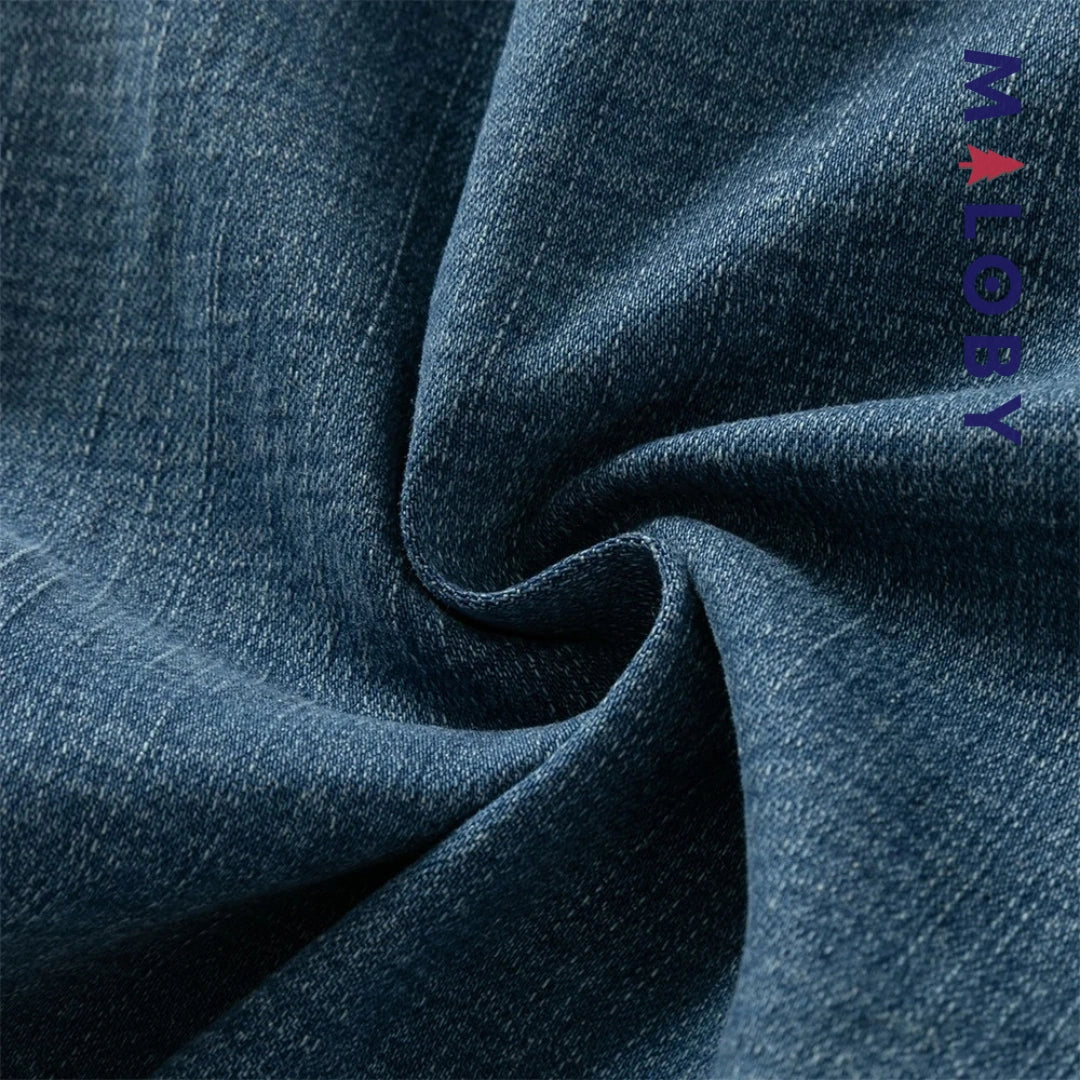 Pantalon denim large base en perles enfant fille- bleu