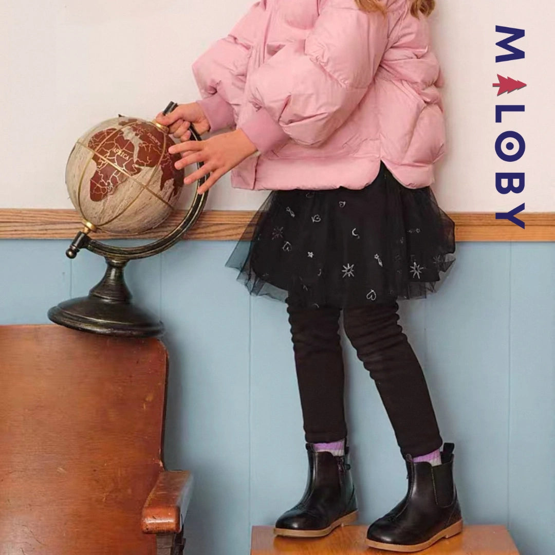 Boots enfant fille zippées et élastiquées - noir