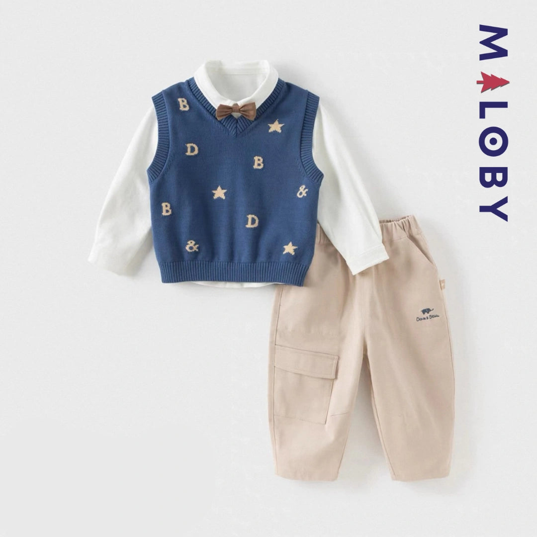 Pantalon cargo décontracté enfant garçon-Beige -robes et ensembles pour filles, bébés et garcons - MALOBY