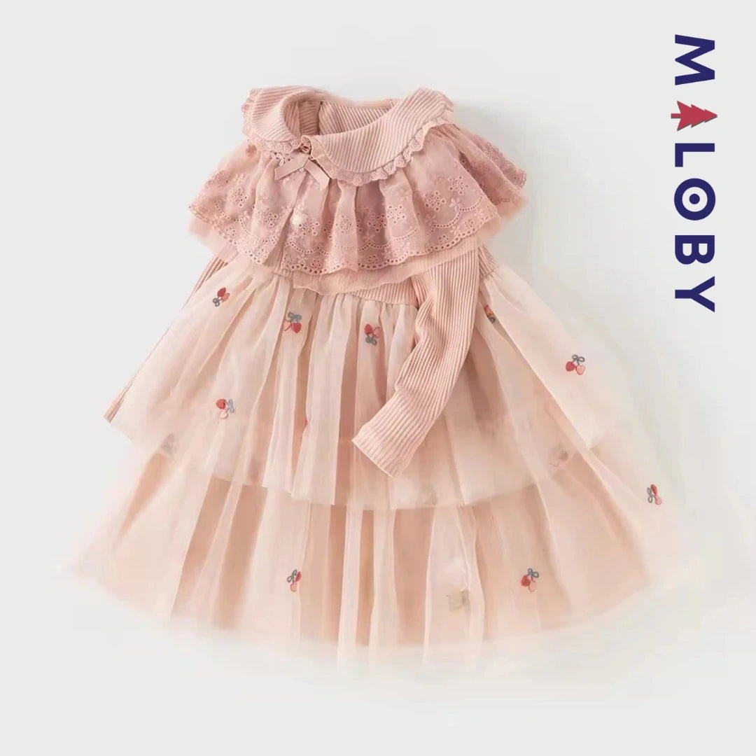 Robe cérémonie style anglais enfant fille -rose