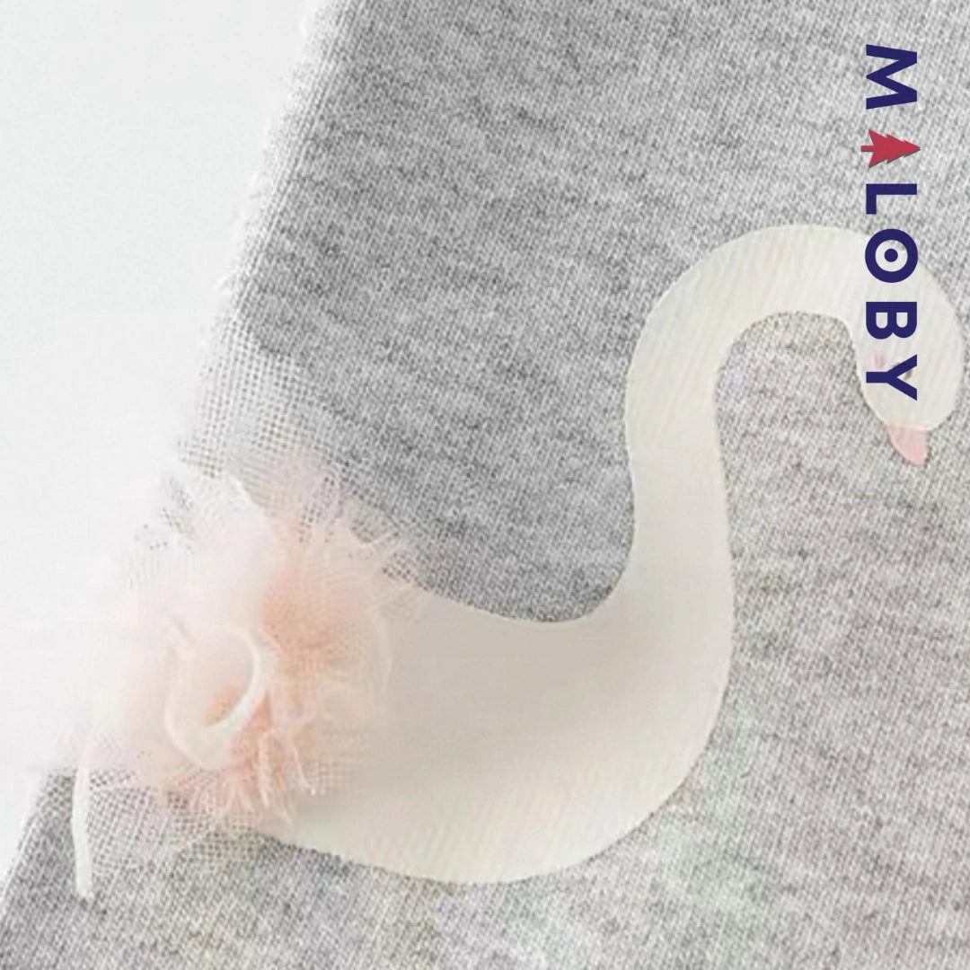 Legging motif fantaisie enfant fille-Blanc/gris
