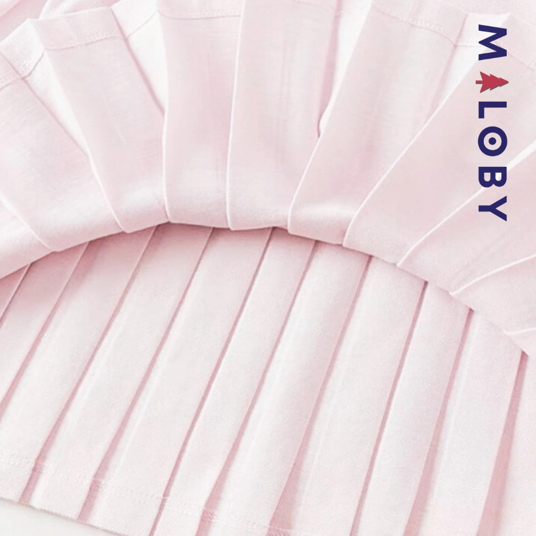 Robe manches longues en piqué de coton enfant fille- Rose