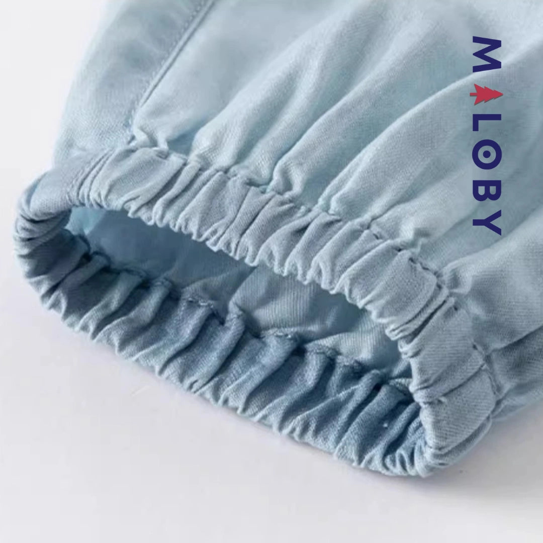 Ensemble d'été t-shirt + pantalon en denim enfant garçon- Bleu