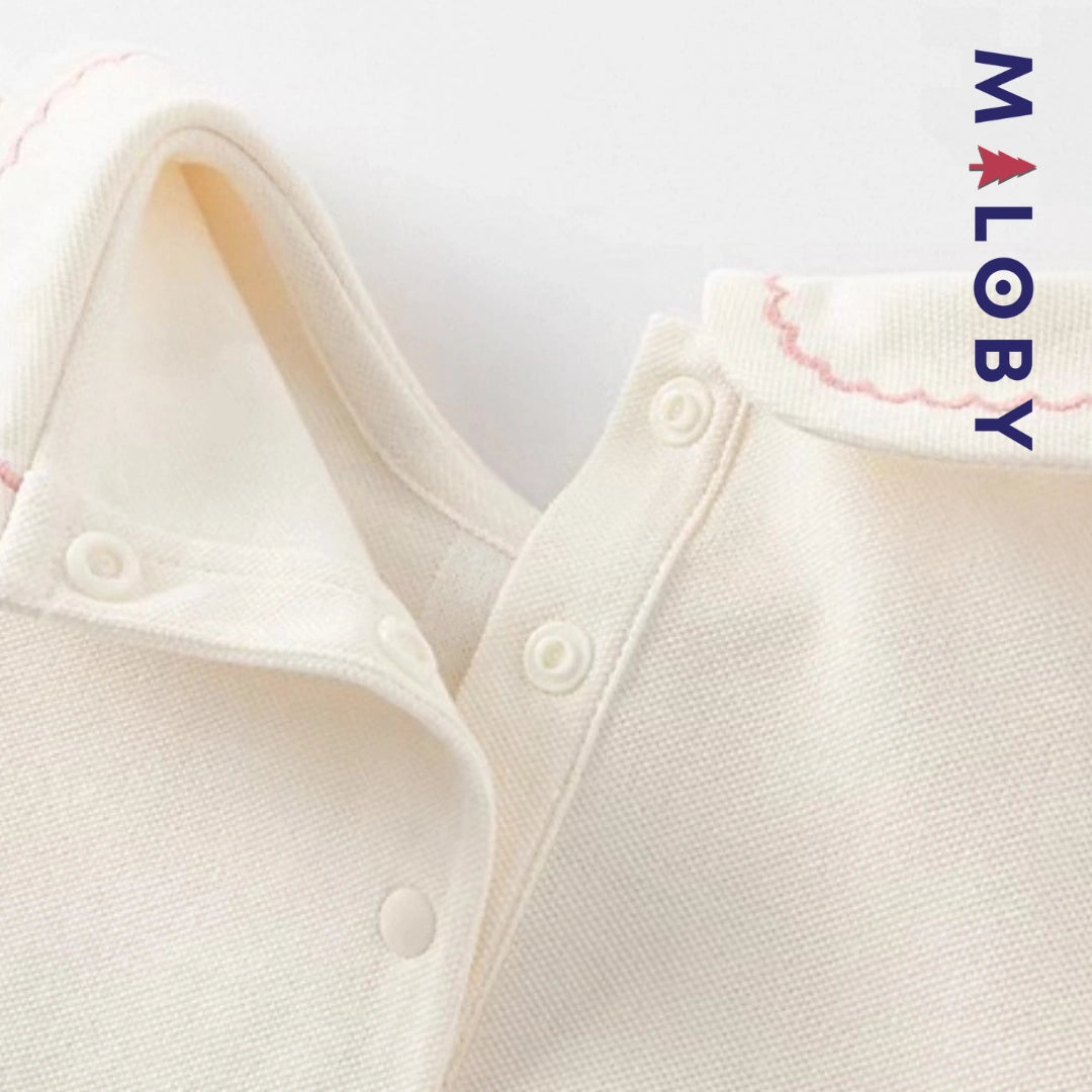 Robe manches longues en piqué de coton enfant fille- Beige