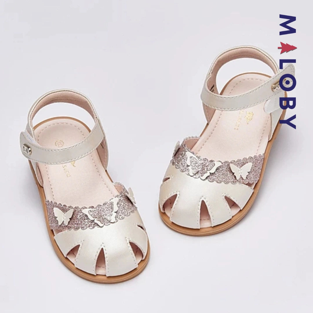 Sandales scratchées fermées enfant fille- champagne -robes et ensembles pour filles, bébés et garcons - MALOBY