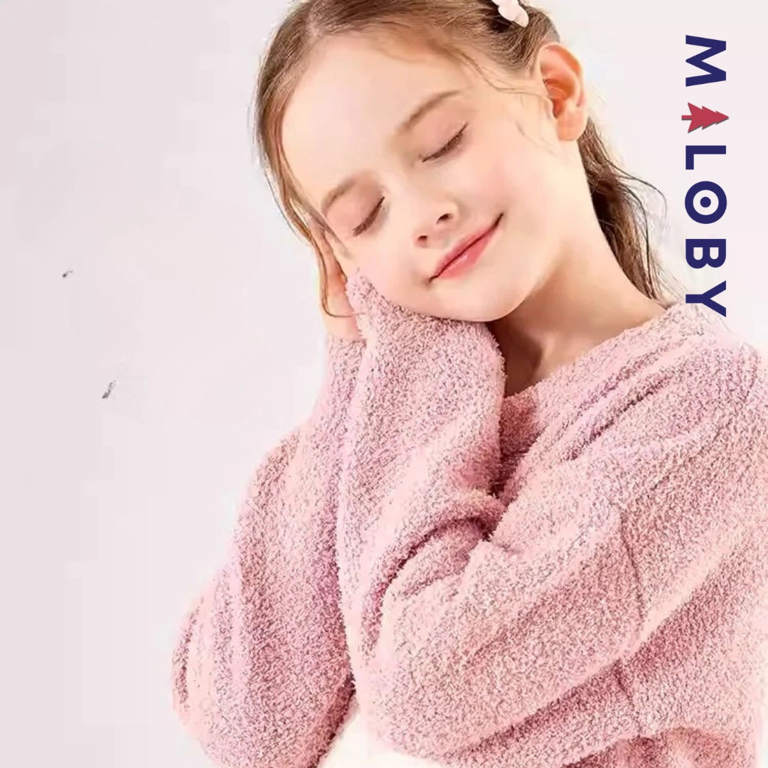 Pyjama 2 pièces en polaire enfant fille - Rose