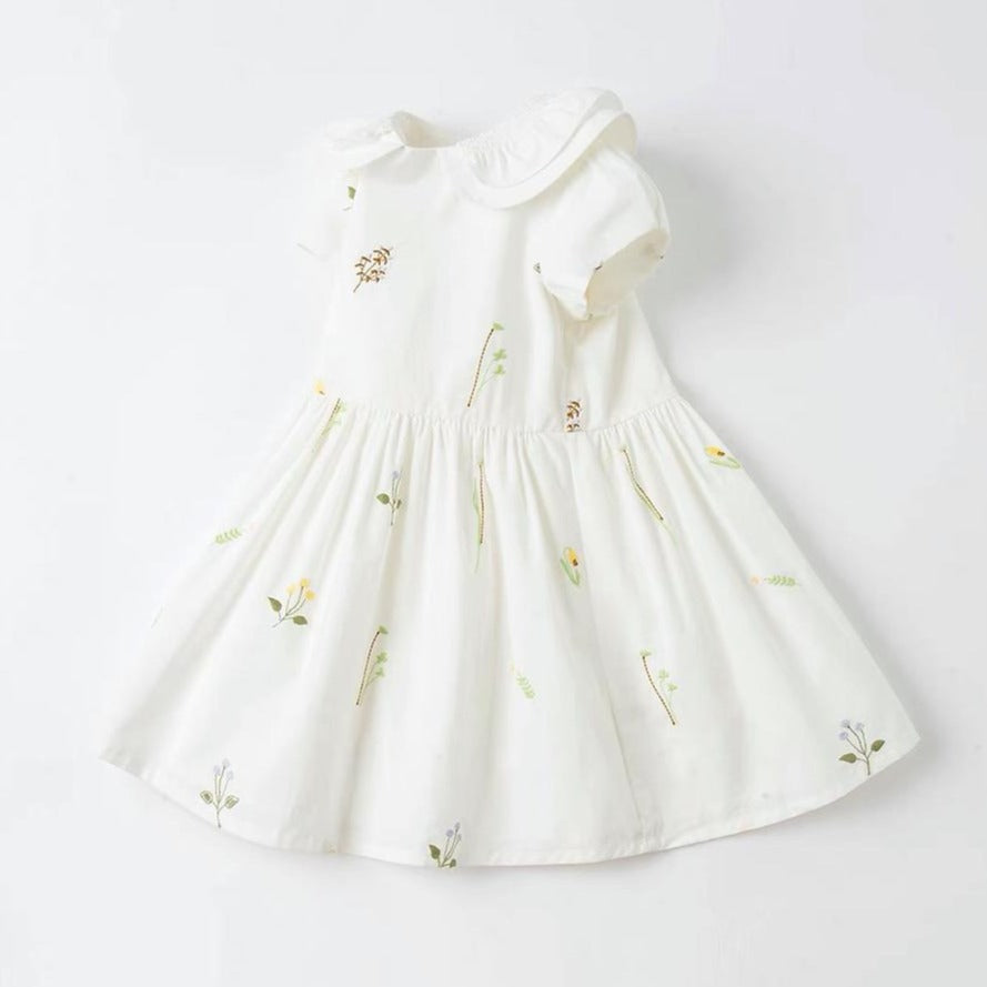 Robe d'été à motif floral -Blanche -robes et ensembles pour filles, bébés et garcons - MALOBY