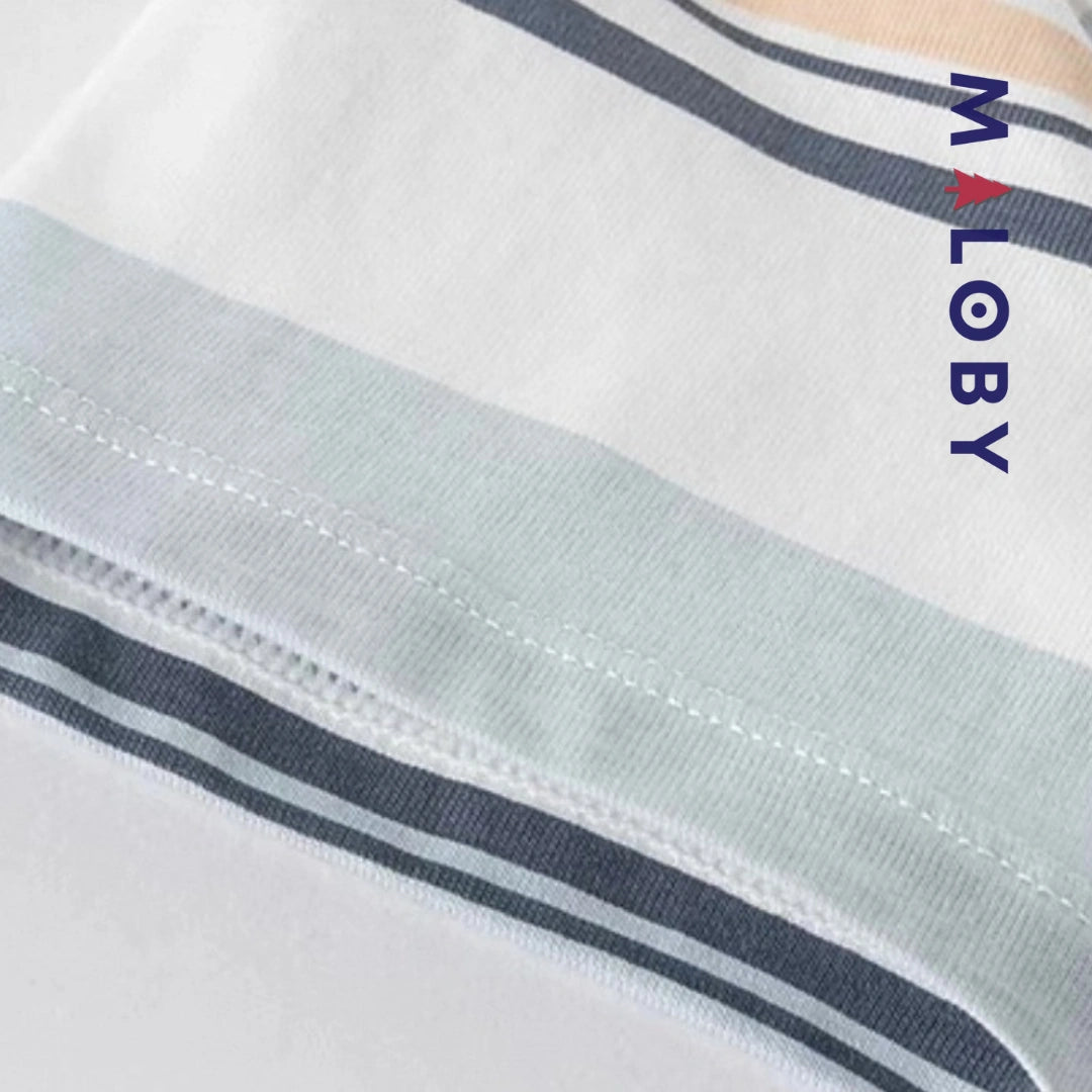 Ensemble Polo Rayé & Short enfant garçon- Bleu Pâle